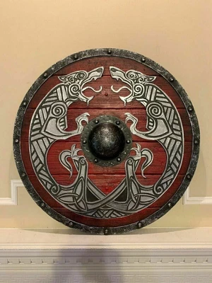 £92.08 • Buy Medieval Shield Viking Shield 24  Wooden Shield Heavy Metal Fitted Handmade Gift