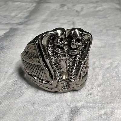 Vintage 80’s Double Cobra Skeletons Biker Ring Size 11 Heavy Chunky • $49.99