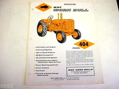 Massey Harris Ferguson 404 Work Bull Tractor Color Sales Sheet RARE! • $40