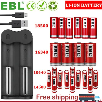 Lot 18500 16340 14500 10440 Li-ion Rechargeable Battery 3.7V / 2 Slot Charger • $11.19