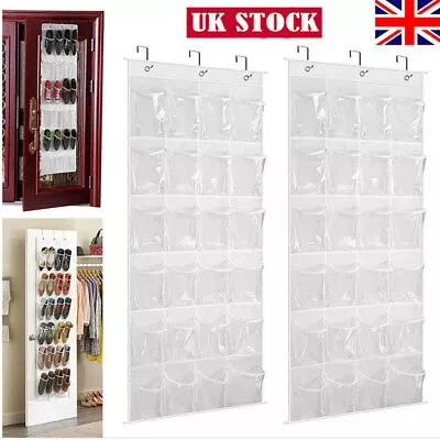 24 Over The Door Shoe Organizer Rack Hanging Storage Holder Hanger Bag Closet UK • £6.99