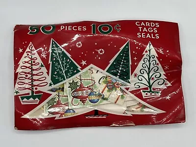 NOS 1 Pack Of 50 Vintage Eureka Christmas Cards Tags Seals Unused New Old Stock • $26