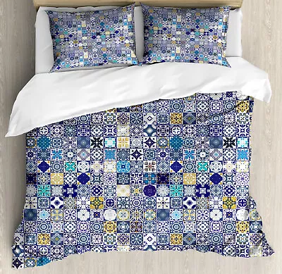 Moroccan Duvet Cover Set With Pillow Shams Mediterranean Vintage Print • $69.99