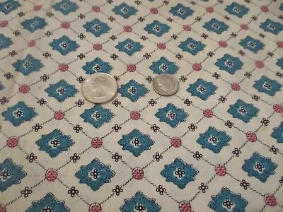 Vintage Feed Sack Cotton Fabric Full Uncut Sack 34 X 41   Turquoise Diamond • $22