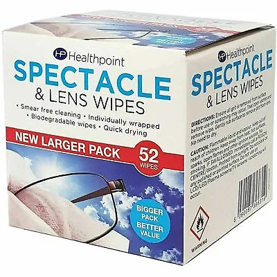 £3.15 • Buy 52 Optical Lens Wipes Glasses Sunglasses A Smear-Free Spectacle Deep Cleaner