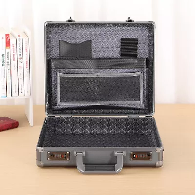 14 Inch Portable Briefcase Men Locking Hard Storage Box With Inner Pockets • $57.99