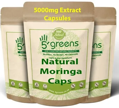£24.99 • Buy Natural Moringa Capsules 5000mg Per Capsule - STRONG EFFECTIVE EXTRACT POWDER 