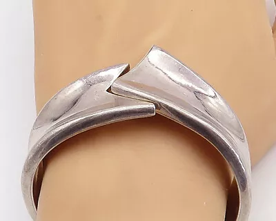 MEXICO 925 Sterling Silver - Vintage Bypass Style Hinge Bangle Bracelet - BT2512 • $237.96