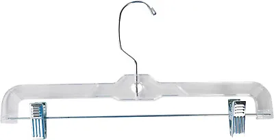 Skirt Pant Hanger Clear Plastic 100 Clothes Retail Store Hangers Padded Clips • $65.95