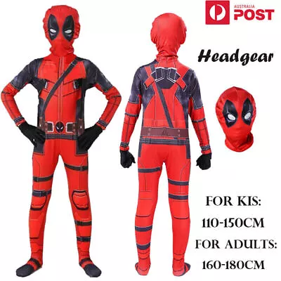 Adult Kid Superhero Deadpool Costume Cosplay Fancy Dress Party Bookweek Jumpsuit • $31.99