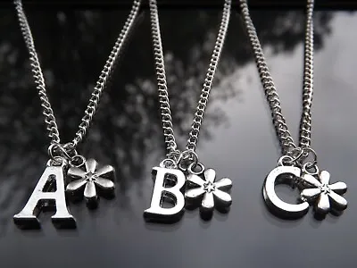 £3.25 • Buy Personalised Small Flower Pendant Necklace With Silver Plated Initial Letter