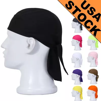 Cycling Skull Cap Do Rag Head Wrap Biker Beanie Hat Adjustable Quick Dry Bandana • $5.99