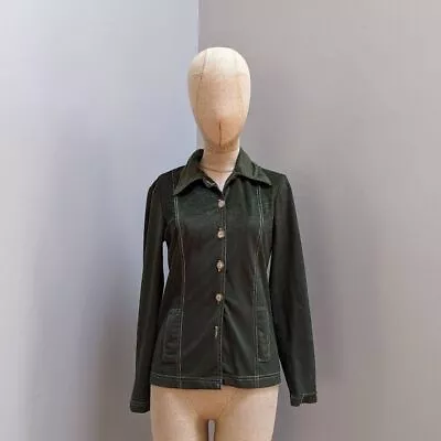 Airport Y2K Vintage Green Contrast Stitching Button Up • $19.60