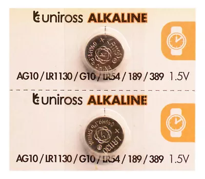 AG10 L1131 LR54 189 Alkaline Battery 1.5v Original UNIROSS Brand (Value 2-Pack) • £2.60