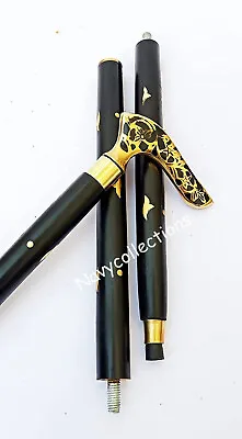$30.60 • Buy Brass Beautiful Black Flower Design Head Handle Vintage Wooden Walking Cane Gift