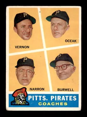 1960 Topps Pirates Coaches Semi-High Vernon Oceak Narron Burwell Low Grade 467 • $1.50