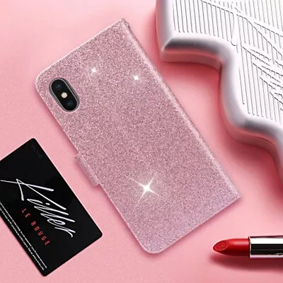 $18.99 • Buy Ultra Slim Ladies Bling Pink Case Stand Card Slot For IPhone X/8/7 Plus/XR/XS