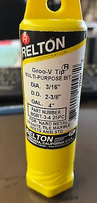 Groo-V Tip Relton Multi Purp. Drill Bits For Porcelain/Marble/Stone 3/16 X4 OAL • $159.95