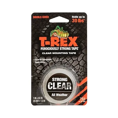 T-REX CLEAR MOUNTING TAPE 25mm X 1.5m EXTRA THICK DOUBLE SIDED TAPE • £9.95