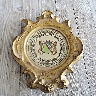 Vintage Florentine Gold Wood Pictures Simple Crest Shield Italy • $39.99