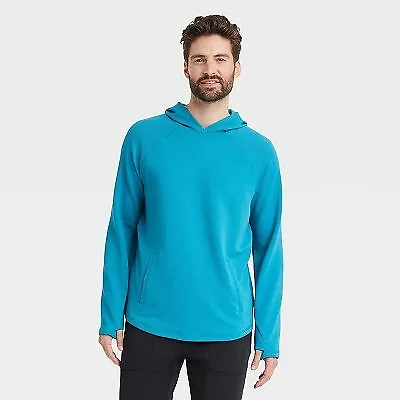 Men's Heavy Waffle Hooded Sweatshirt - All In Motion Teal Blue S • $14.99