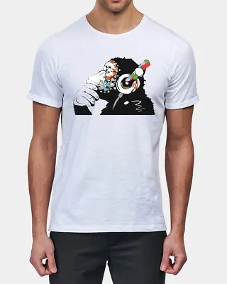 £11.99 • Buy Retro Music Funky DJ Monkey With Headphone Funny Swag Mens Womens T-Shirt