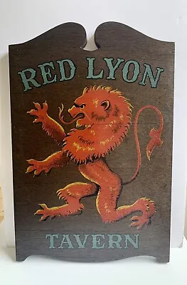 Vintage Yorkraft Red Lyon Lion Tavern Wood Sign 1960’s Americana Colonial Style • $40