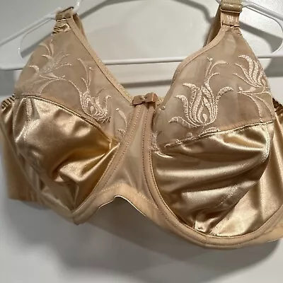 Elomi Caitlyn Bra Sz 40H Underwire Side Support Satin Sheer Pearl 8030 Tan/Nude • $27.99