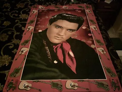 VINTAGE ELVIS PRESLEY TAPESTRY COTTON WALL HANGING 52in X 34.5in NEW • $42.73