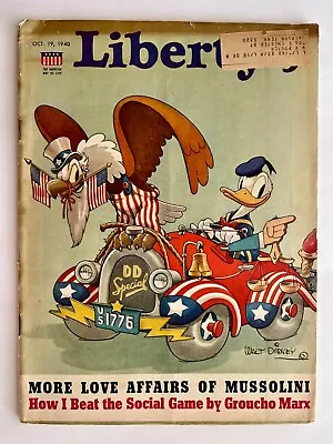 Liberty Magazine Oct. 19th 1940 Donald Duck / Groucho Marx • $70