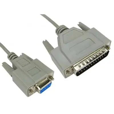 5m Serial Laser Printer Cable D9 Female To D25 Male 9 Pin 25 Pin D9 DB9 D25 DB25 • £6.09