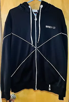 VOLCOM Black W/ Large White Piped “X” Double Sided Zip Up Hoodie Men’s Large • $29.95