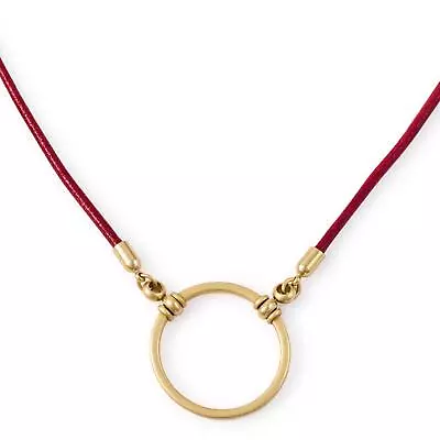 LA LOOP The Stockard Eyeglass Necklace Red Italian Leather W/ Satin Gold Loop • $79.95