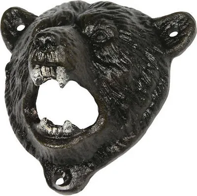 GRIZZLY BEAR HEAD BOTTLE OPENER Wall Mount Cast Iron Country Western Decor • $14.98