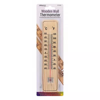 Wooden Wall Thermometer Home Garden Red Line Temperature Display • £2.49