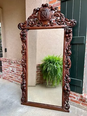 Antique French Pier Mantel Wall Mirror Baroque Carved Oak Renaissance C1880 • $8450