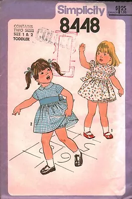 8448 Vintage Simplicity Sewing Pattern Girls 1970s Toddler Dress Panties UNCUT 2 • $5.59