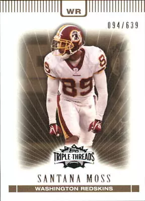 2007 Topps Triple Threads Sepia Redskins Football Card #71 Santana Moss /639 • $1.49