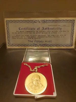 Original & Rare 1979 Pope Paul Ii Us & Un Peace Mission Vist Medal - Abbey Mint • $95