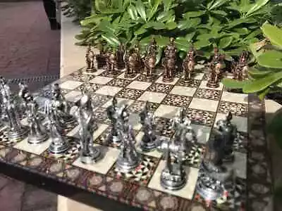 Unique Mythological Chess Set W Handmade Chess Set - Metal Chess Figure Pieces  • £108