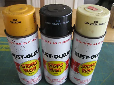 Vintage Rust Oleum Spray Paint Cans 1978 Ivory Yellow Black • $5