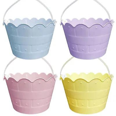 Easter Plastic Treat Bucket Gift Basket Ideal For Egg Hunt - Choose Colour • £4.19