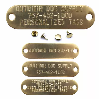 Medium Custom Brass Name Plate Engraved Stamped Tag With Rivets For Dog Collars • $10.50