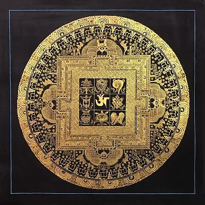 Handmade Auspicious Symbols Mandala Thangka Painting On Cotton Canvas From Nepal • $138.60