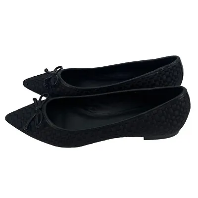 Marc Fisher Size 8 Black Woven Pointed Toe Ballet Flats • $20.40