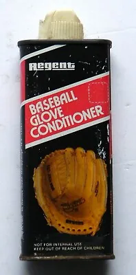 REGENT BASEBALL GLOVE CONDITIONER Vintage Advertising Can Tin Full 1970's • $15