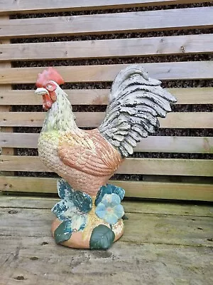 Weathered Terracotta Painted Cockerel Rooster Garden Ornament - 40cm Tall • £25