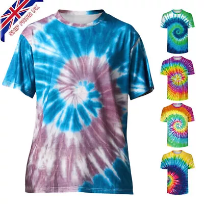 Tie Dye T-Shirt Top Tee Tye Die Music Festival Hipster Indie Retro Unisex Tees • £12.49