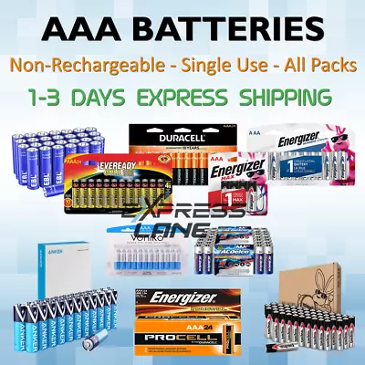 Batteries AAA Non-Rechargeable Alkaline 4/8/10/16/24/48/100 Packs Lot FAST SHIP • $60