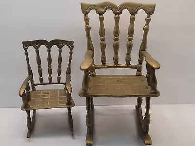 Vintage Bronze Metal Windsor Victorian Miniature Rocking Chair Decor • $88
